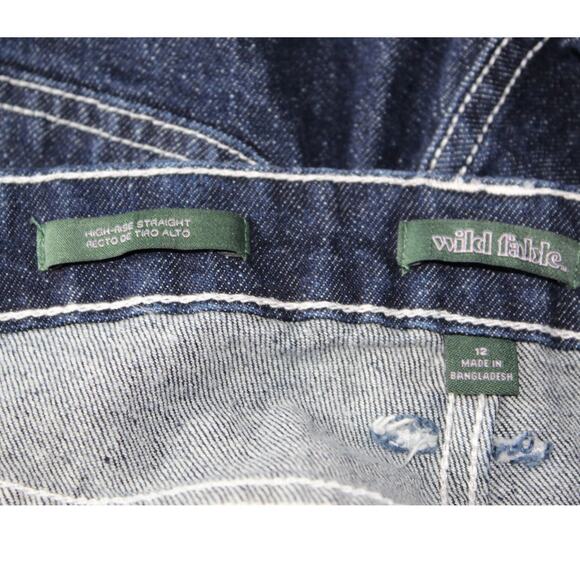 Wild Fable High Rise Straight Carpenter Coffin Dark Denim Jeans Whimsy Goth 12 - Picture 3 of 11